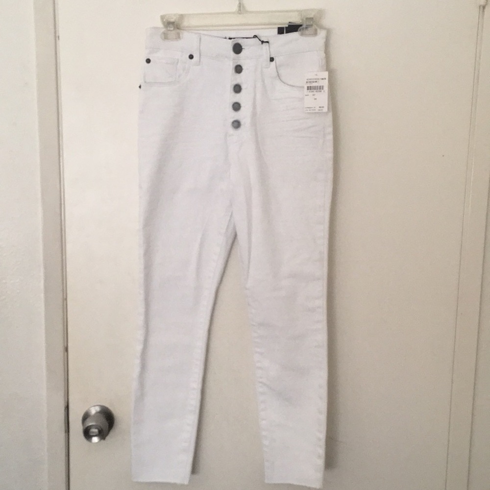 White cropped skinny high waisted jeans- STS Blue